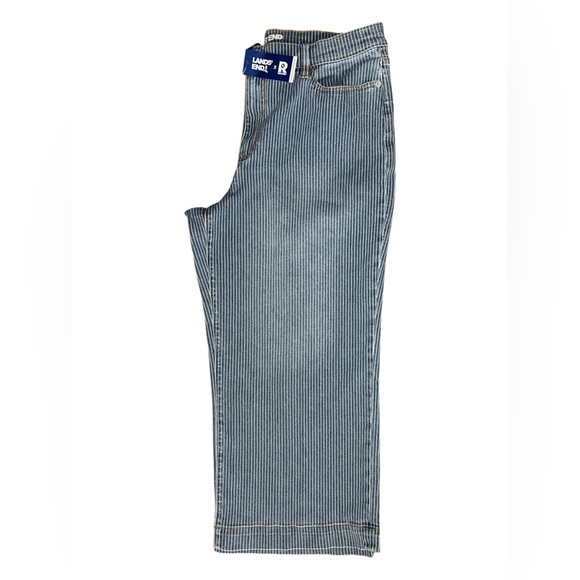 Lands’ End Recover High-Rise Striped Wide Leg Crop Jeans – Size 16 Petite - Picture 5 of 9